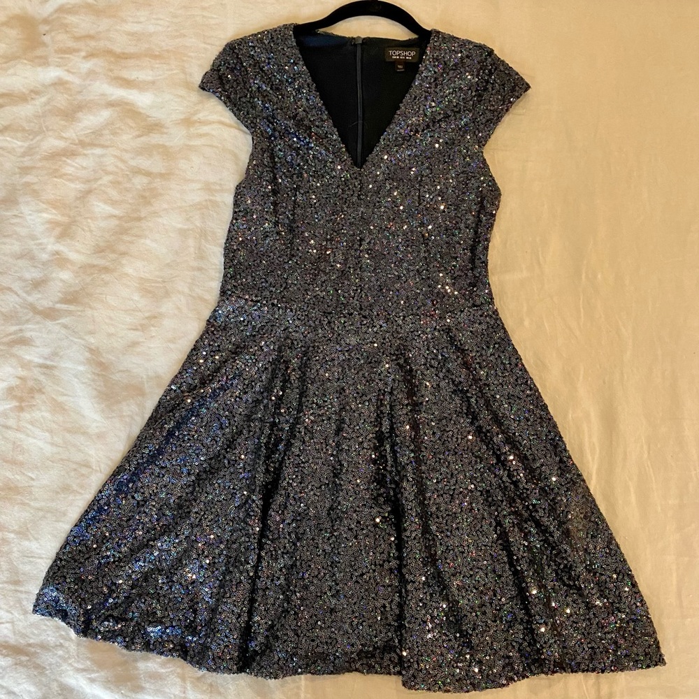 Topshop Skater-Style Sequined Dress
